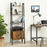 NNEDSZ Ladder Bookshelf with Cupboard Rustic Brown LLS47BX