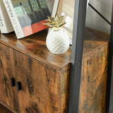 NNEDSZ Ladder Bookshelf with Cupboard Rustic Brown LLS47BX