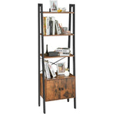 NNEDSZ Ladder Bookshelf with Cupboard Rustic Brown LLS47BX