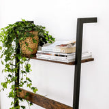 NNEDSZ Blanket Ladder Wall-Leaning Rack with Storage Shelf Rustic Brown and Black LLS012B01