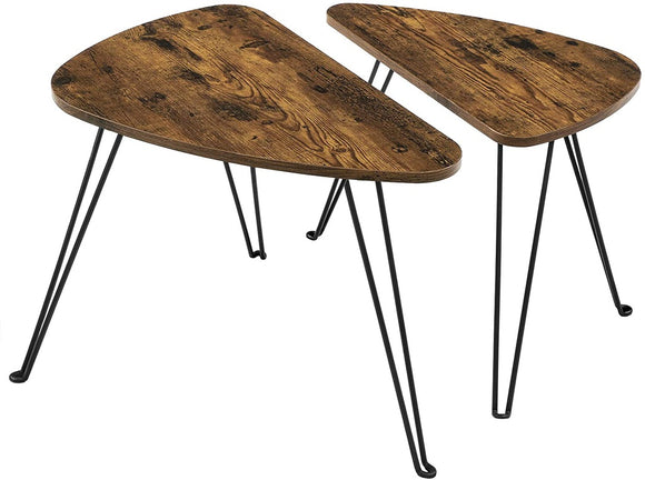NNEDSZ Nesting Table Triangle Rustic Brown and Black LNT012B01