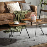 NNEDSZ Nesting Table Triangle Rustic Brown and Black LNT012B01