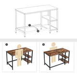 NNEDSZ Computer Desk with 2 Shelves Rustic Brown and Black LWD47X