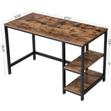 NNEDSZ Computer Desk with 2 Shelves Rustic Brown and Black LWD47X