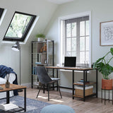 NNEDSZ Computer Desk with 2 Shelves Rustic Brown and Black LWD47X
