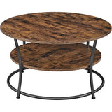 NNEDSZ Coffee Round Cocktail Table With Shelf Rustic Brown LCT80BX