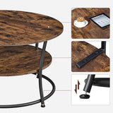 NNEDSZ Coffee Round Cocktail Table With Shelf Rustic Brown LCT80BX