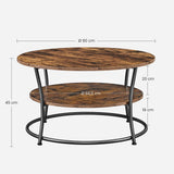 NNEDSZ Coffee Round Cocktail Table With Shelf Rustic Brown LCT80BX