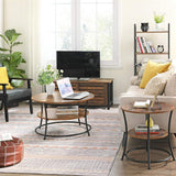NNEDSZ Coffee Round Cocktail Table With Shelf Rustic Brown LCT80BX