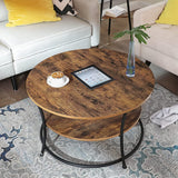 NNEDSZ Coffee Round Cocktail Table With Shelf Rustic Brown LCT80BX