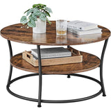 NNEDSZ Coffee Round Cocktail Table With Shelf Rustic Brown LCT80BX