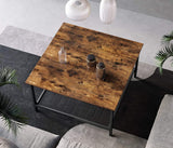 NNEDSZ Coffee Table Square Cocktail Table with Spacious Table Top Robust Steel Frame and Mesh Storage Shelf Industrial Style for Living Room Rustic Brown and Black LCT065B01
