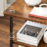 NNEDSZ 3-Tier Machine Cart with Wheels and Adjustable Table Top Rustic Brown and Black OPS003B01