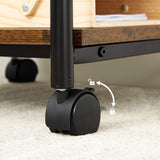 NNEDSZ 3-Tier Machine Cart with Wheels and Adjustable Table Top Rustic Brown and Black OPS003B01