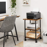 NNEDSZ 3-Tier Machine Cart with Wheels and Adjustable Table Top Rustic Brown and Black OPS003B01