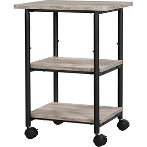 NNEDSZ 3-Tier Machine Cart with Wheels and Adjustable Table Top Greige and Black OPS003B02