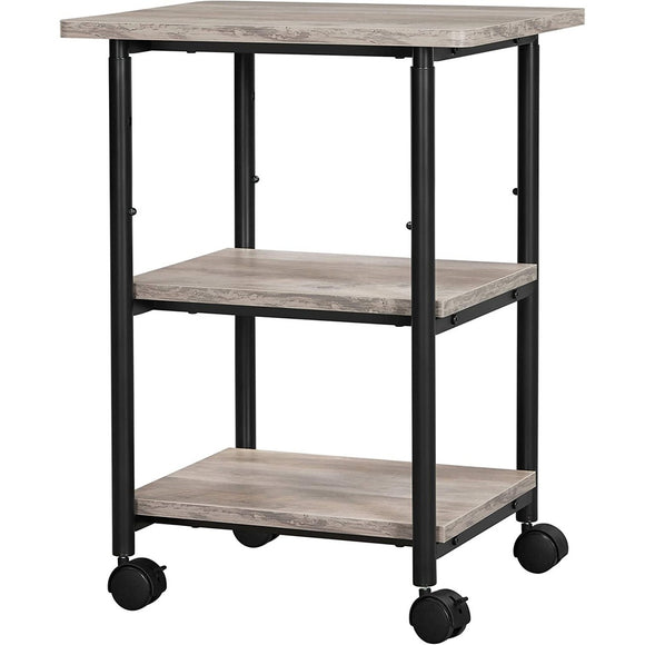 NNEDSZ 3-Tier Machine Cart with Wheels and Adjustable Table Top Greige and Black OPS003B02