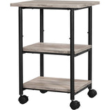 NNEDSZ 3-Tier Machine Cart with Wheels and Adjustable Table Top Greige and Black OPS003B02