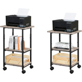 NNEDSZ 3-Tier Machine Cart with Wheels and Adjustable Table Top Greige and Black OPS003B02
