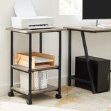 NNEDSZ 3-Tier Machine Cart with Wheels and Adjustable Table Top Greige and Black OPS003B02