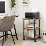 NNEDSZ 3-Tier Machine Cart with Wheels and Adjustable Table Top Greige and Black OPS003B02