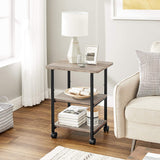 NNEDSZ 3-Tier Machine Cart with Wheels and Adjustable Table Top Greige and Black OPS003B02