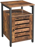 NNEDSZ Nightstand Bedside Table with 2 Shelves Adjustable Shelf Steel Frame Living Room Bedroom Industrial Style Rustic Brown and Black LET62BX