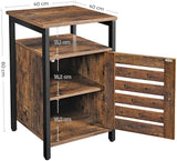NNEDSZ Nightstand Bedside Table with 2 Shelves Adjustable Shelf Steel Frame Living Room Bedroom Industrial Style Rustic Brown and Black LET62BX