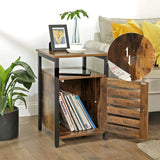 NNEDSZ Nightstand Bedside Table with 2 Shelves Adjustable Shelf Steel Frame Living Room Bedroom Industrial Style Rustic Brown and Black LET62BX