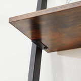 NNEDSZ Industrial Ladder Shelf 5-Tier Bookshelf Rack Wall Shelf for Living Room Kitchen Office Stable Steel Leaning Against the Wall Rustic Brown and Black LLS46BX