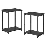 NNEDSZ Side Table Set of 2 Charcoal Gray and Black with Storage Shelf LET272B16