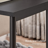 NNEDSZ Side Table Set of 2 Charcoal Gray and Black with Storage Shelf LET272B16