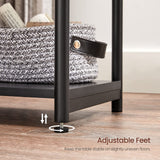 NNEDSZ Side Table Set of 2 Charcoal Gray and Black with Storage Shelf LET272B16