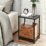 NNEDSZ Side Table Set of 2 Charcoal Gray and Black with Storage Shelf LET272B16