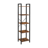 NNEDSZ 5-Tier Bookshelf Storage Rack with Steel Frame for Living Room Office Study Hallway Industrial Style Rustic Brown and Black LLS100B01