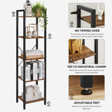 NNEDSZ 5-Tier Bookshelf Storage Rack with Steel Frame for Living Room Office Study Hallway Industrial Style Rustic Brown and Black LLS100B01