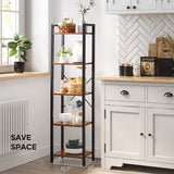 NNEDSZ 5-Tier Bookshelf Storage Rack with Steel Frame for Living Room Office Study Hallway Industrial Style Rustic Brown and Black LLS100B01