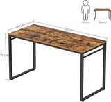 NNEDSZ Computer Desk Writing Desk with 8 Hooks Rustic Brown and Black LWD58X