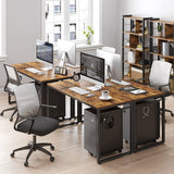 NNEDSZ Computer Desk Writing Desk with 8 Hooks Rustic Brown and Black LWD58X