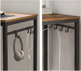 NNEDSZ Computer Desk Writing Desk with 8 Hooks Rustic Brown and Black LWD58X