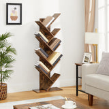 NNEDSZ Tree Bookshelf 8-Tier Rustic Brown LBC11BX