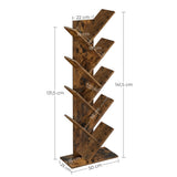 NNEDSZ Tree Bookshelf 8-Tier Rustic Brown LBC11BX