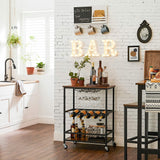 NNEDSZ Bar Cart Rustic Brown and Black LRC087B01