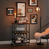 NNEDSZ Bar Cart Rustic Brown and Black LRC087B01