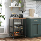 NNEDSZ Bar Cart Rustic Brown and Black LRC087B01