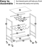 NNEDSZ Bar Cart Rustic Brown and Black LRC087B01