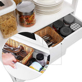 NNEDSZ Floor Cabinet with Drawer 3 Open Shelves and Double Doors White BBC67WT