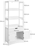NNEDSZ Floor Cabinet with Drawer 3 Open Shelves and Double Doors White BBC67WT