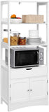 NNEDSZ Floor Cabinet with Drawer 3 Open Shelves and Double Doors White BBC67WT