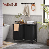 NNEDSZ Laundry Basket with Shelf and Pull-Out Bags Rustic Brown and Black BLH201B01V1